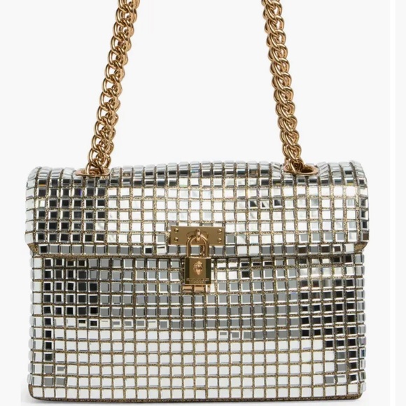 Kurt Geiger Silver Crossbody Bag with Gold Chain - Picture 1 of 14